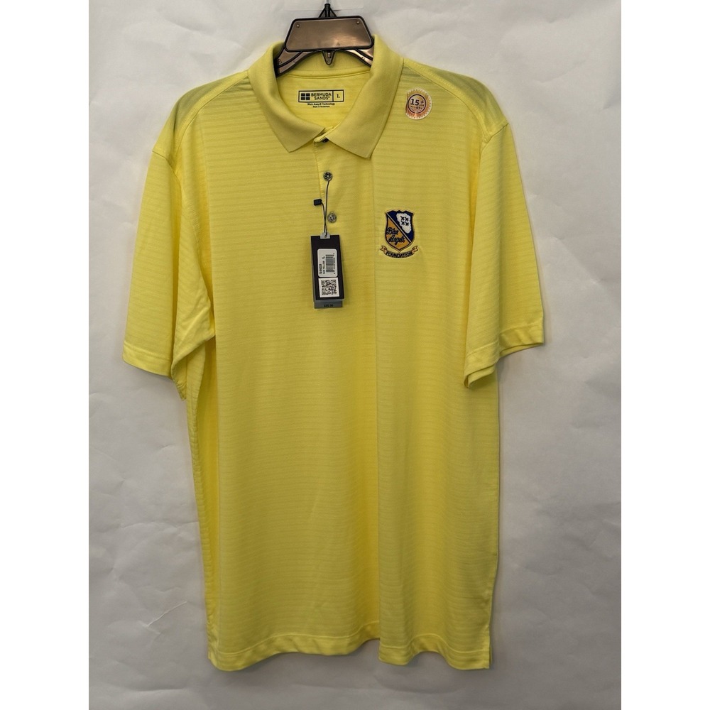 New Bermuda Sands BLUE ANGELS FOUNDATION Polo Shirt Short Sleeve Large Yellow